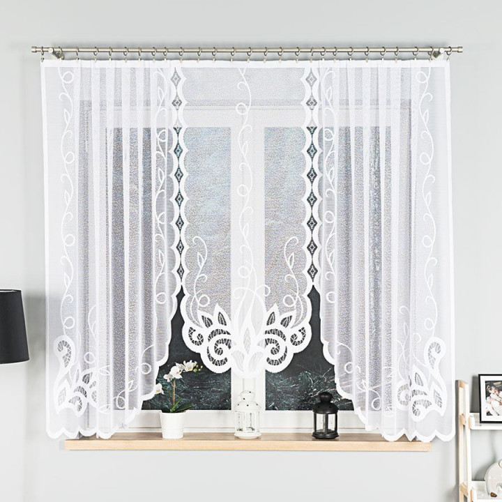 Firanka gotowa żakardowa z podcięciem EWELINA 300x160 cm biały