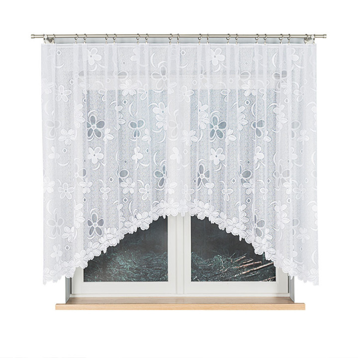 Firanka gotowa żakardowa z podcięciem RENATA 300x150 cm biały