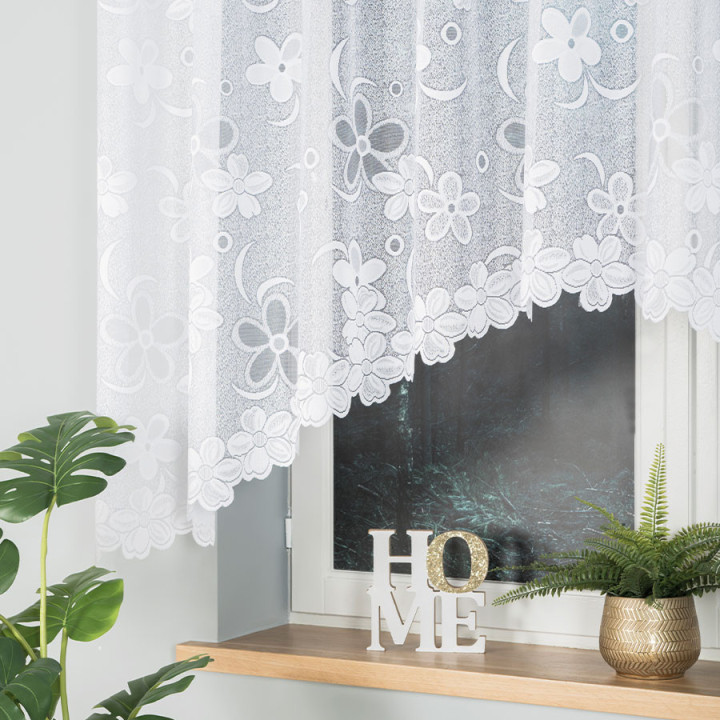 Firanka gotowa żakardowa z podcięciem RENATA 300x150 cm biały
