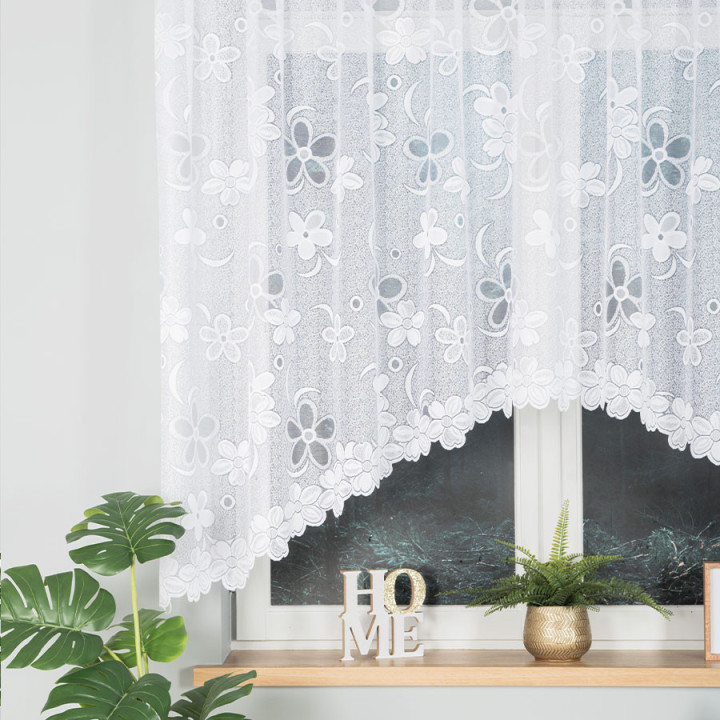 Firanka gotowa żakardowa z podcięciem RENATA 300x150 cm biały