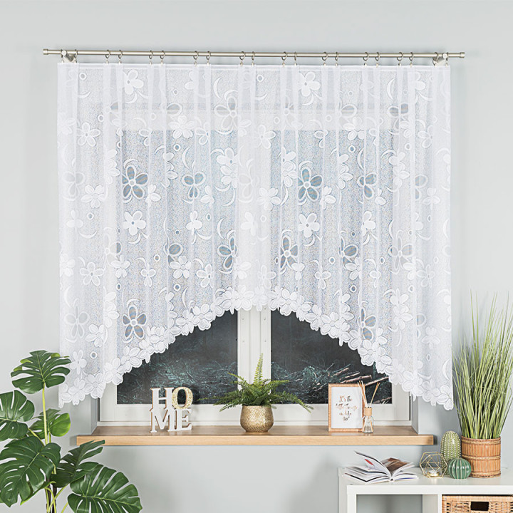 Firanka gotowa żakardowa z podcięciem RENATA 300x150 cm biały