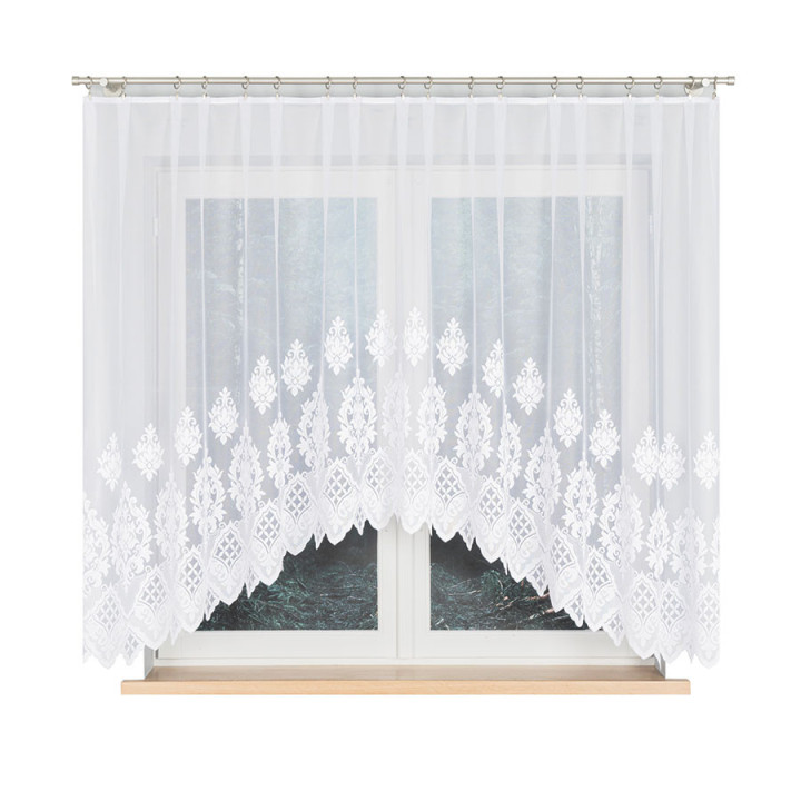 Firanka gotowa żakardowa z podcięciem LUDMIŁA 300x160 cm biały
