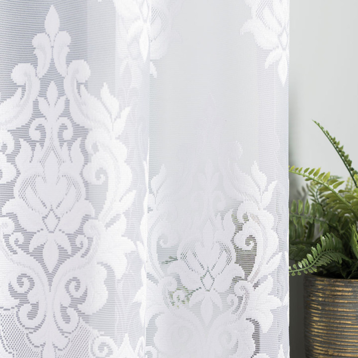 Firanka gotowa żakardowa z podcięciem LUDMIŁA 300x160 cm biały