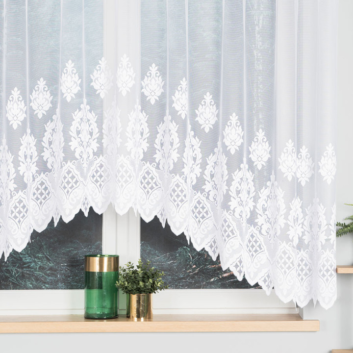 Firanka gotowa żakardowa z podcięciem LUDMIŁA 300x160 cm biały