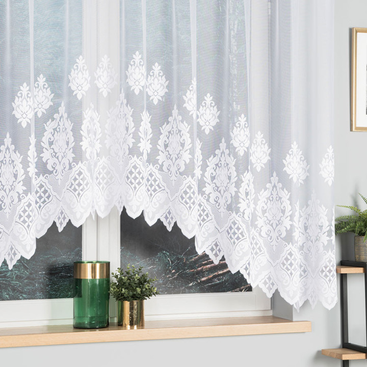 Firanka gotowa żakardowa z podcięciem LUDMIŁA 300x160 cm biały