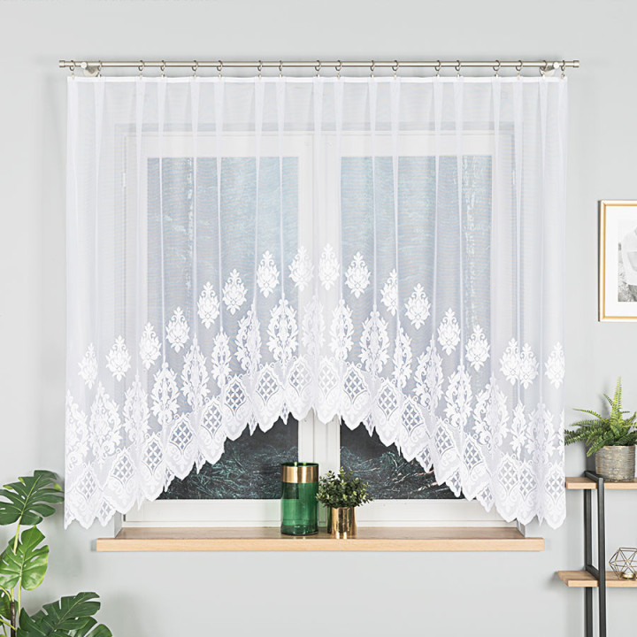 Firanka gotowa żakardowa z podcięciem LUDMIŁA 300x160 cm biały