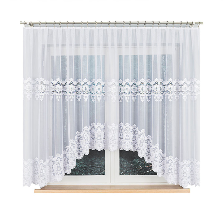 Firanka gotowa żakardowa z podcięciem DARIA 400x160 cm biały