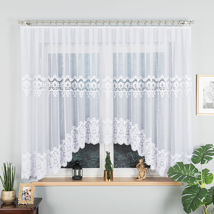 Firanka gotowa żakardowa z podcięciem DARIA 400x160 cm biały