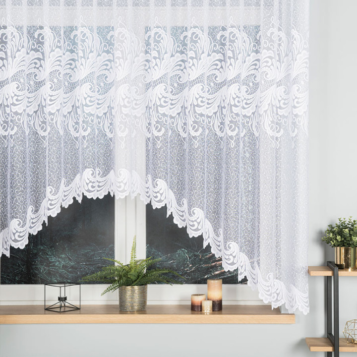 Firanka gotowa żakardowa z podcięciem IWONA 300x160 cm biały