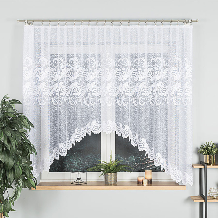 Firanka gotowa żakardowa z podcięciem IWONA 300x160 cm biały