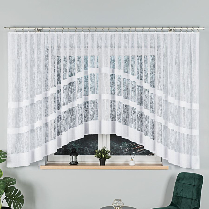 Firanka gotowa żakardowa z podcięciem WIKTORIA 500x160 cm biały