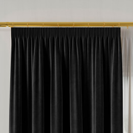 VELVI Zasłona gotowa na taśmie, szerokość 140 x wysokość 160cm, kolor 111 czarny