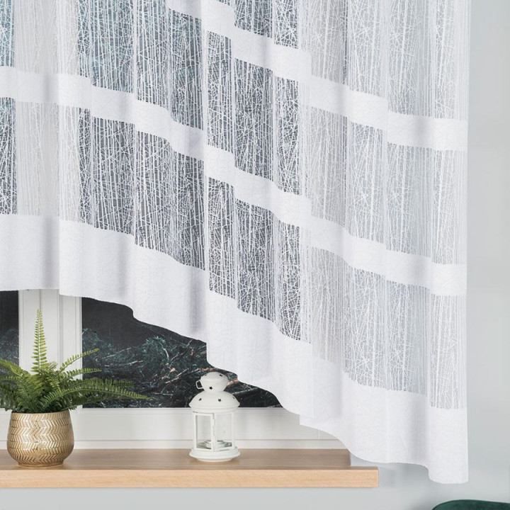 Firanka gotowa żakardowa z podcięciem WIKTORIA 410x160 cm biały