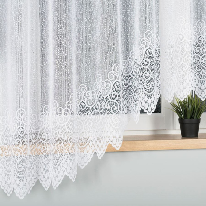 Firanka gotowa żakardowa z podcięciem VIOLETTA 300x180 cm biały
