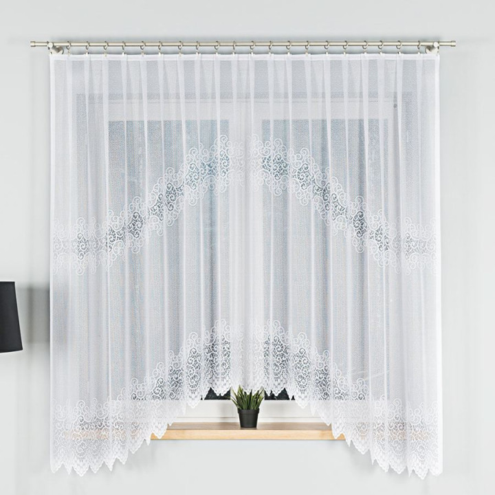 Firanka gotowa żakardowa z podcięciem VIOLETTA 300x180 cm biały