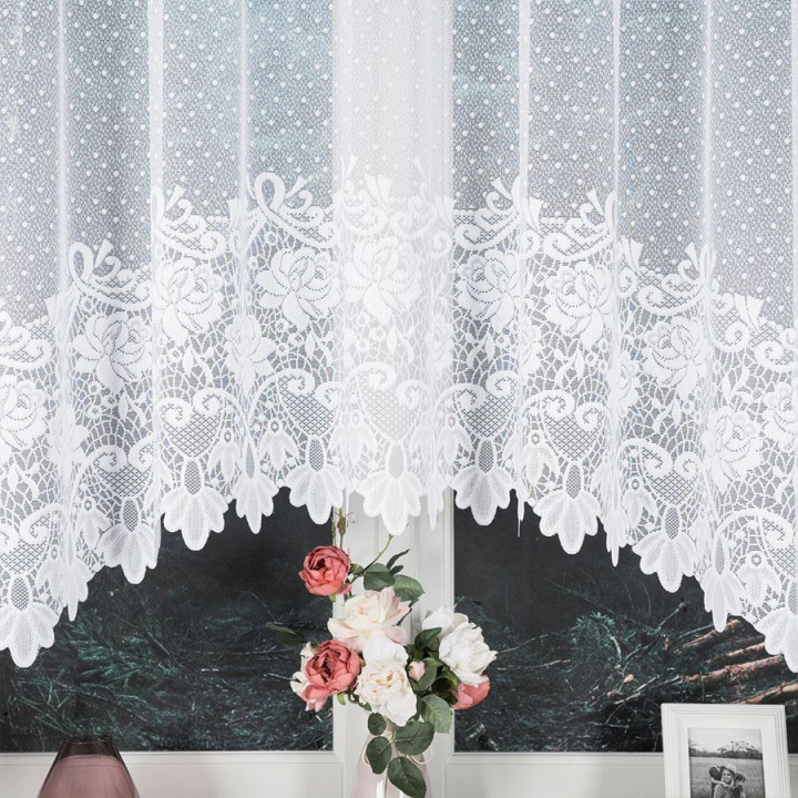 Firanka gotowa żakardowa z podcięciem DEMETRIA 300x160 cm biały