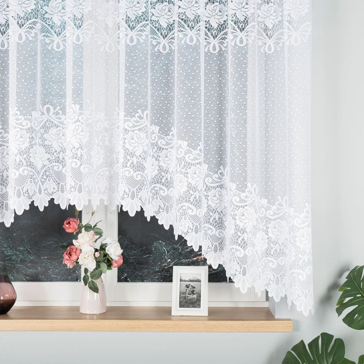 Firanka gotowa żakardowa z podcięciem DEMETRIA 300x160 cm biały