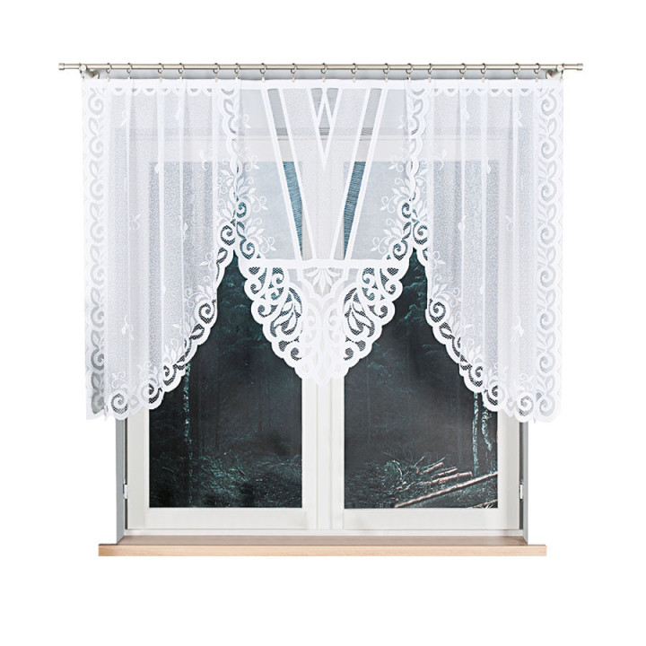 Firanka gotowa żakardowa z podcięciem ROZALIA 250x120 cm biały