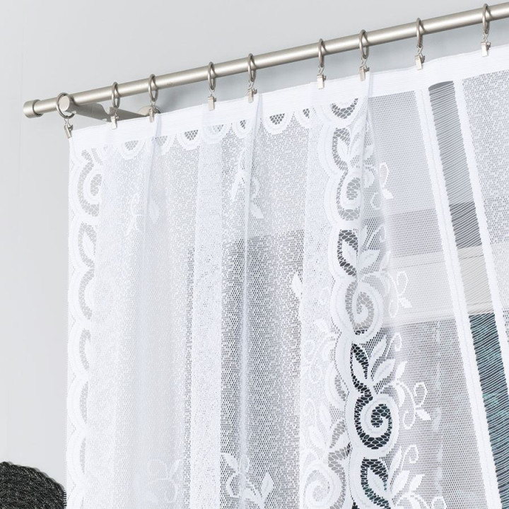 Firanka gotowa żakardowa z podcięciem ROZALIA 250x120 cm biały