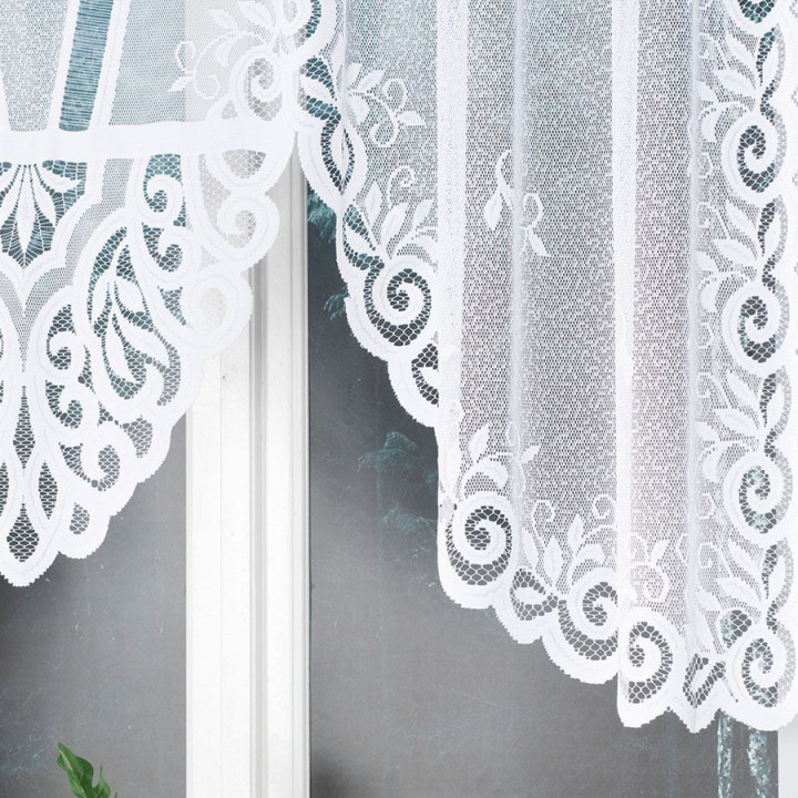 Firanka gotowa żakardowa z podcięciem ROZALIA 250x120 cm biały