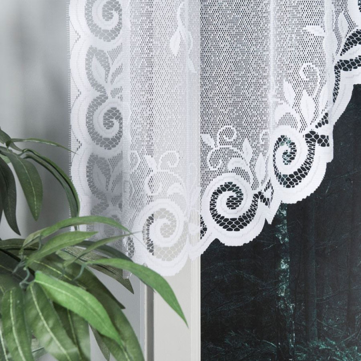 Firanka gotowa żakardowa z podcięciem ROZALIA 250x120 cm biały