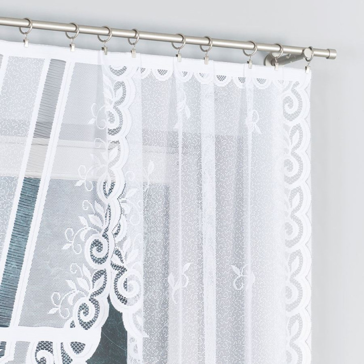Firanka gotowa żakardowa z podcięciem ROZALIA 250x120 cm biały