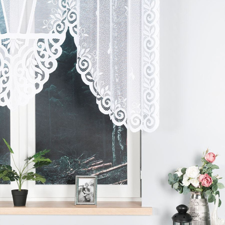 Firanka gotowa żakardowa z podcięciem ROZALIA 250x120 cm biały