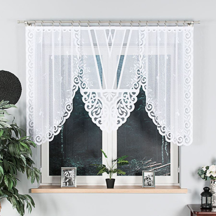 Firanka gotowa żakardowa z podcięciem ROZALIA 250x120 cm biały