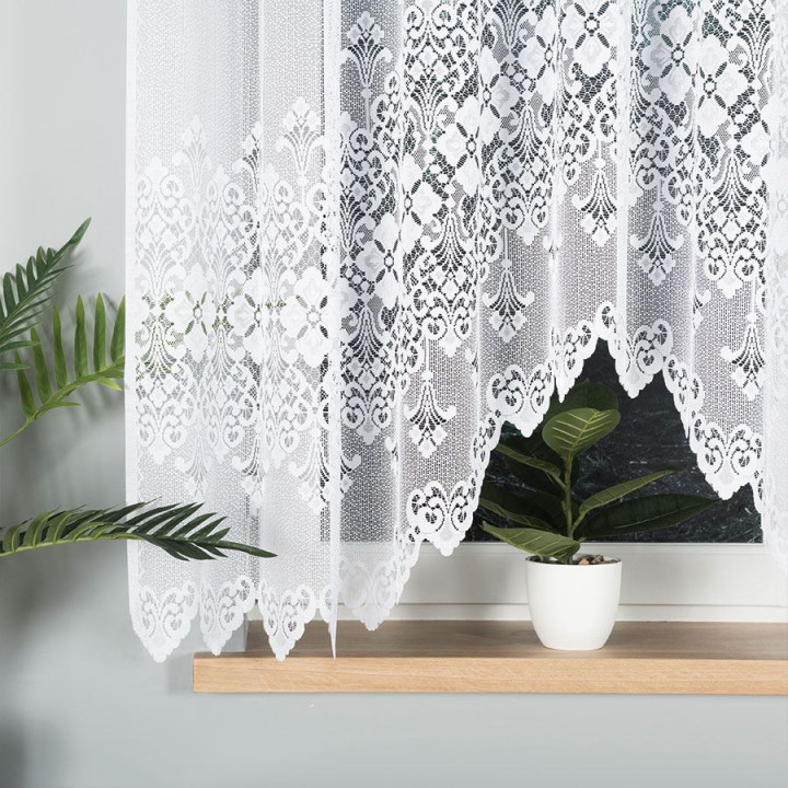 Firanka gotowa żakardowa z podcięciem NADIA 300x160 cm biały