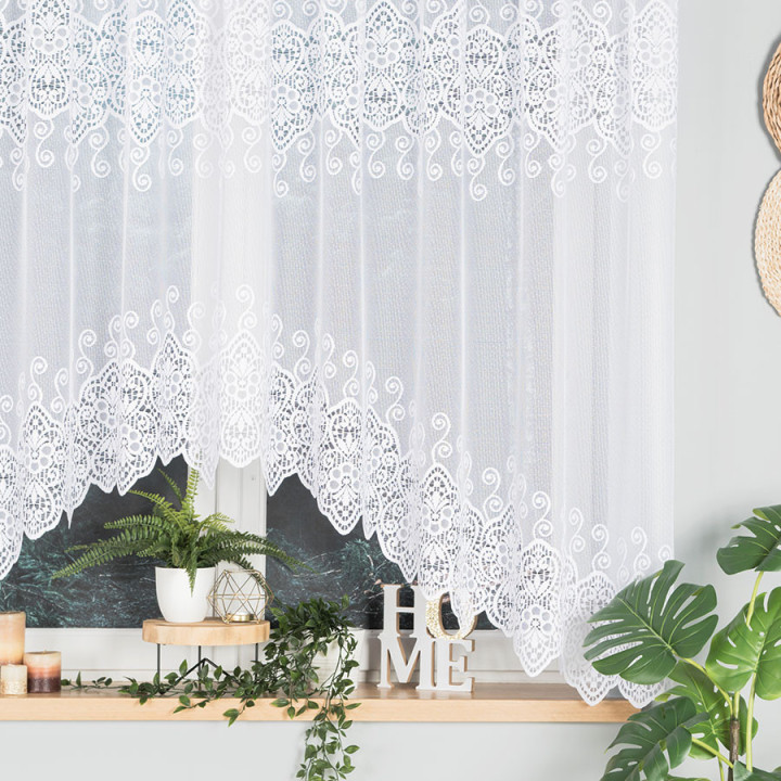 Firanka gotowa żakardowa z podcięciem CELINA 300x160 cm biały