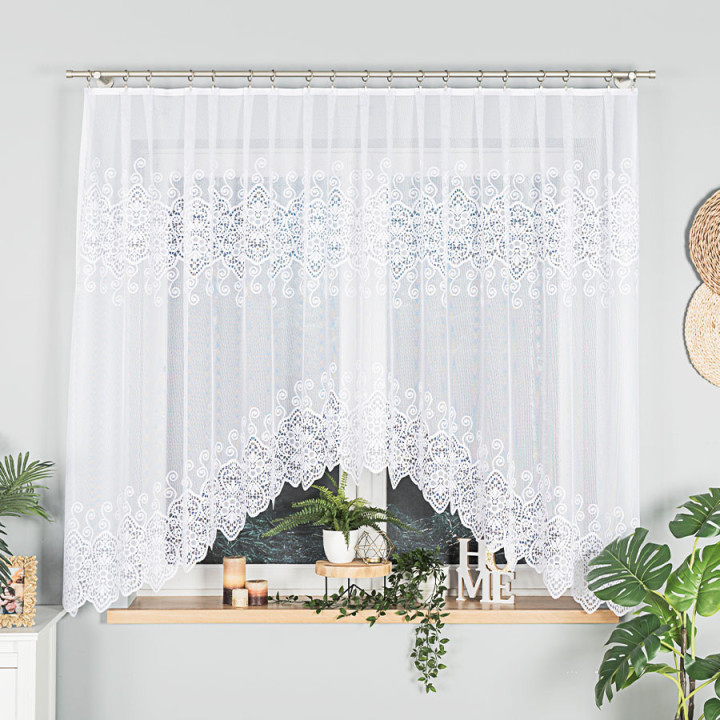 Firanka gotowa żakardowa z podcięciem CELINA 300x160 cm biały