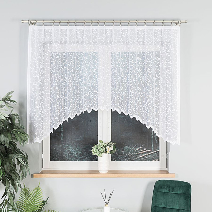 Firanka gotowa żakardowa z podcięciem ZUZANNA 250x130 cm biały