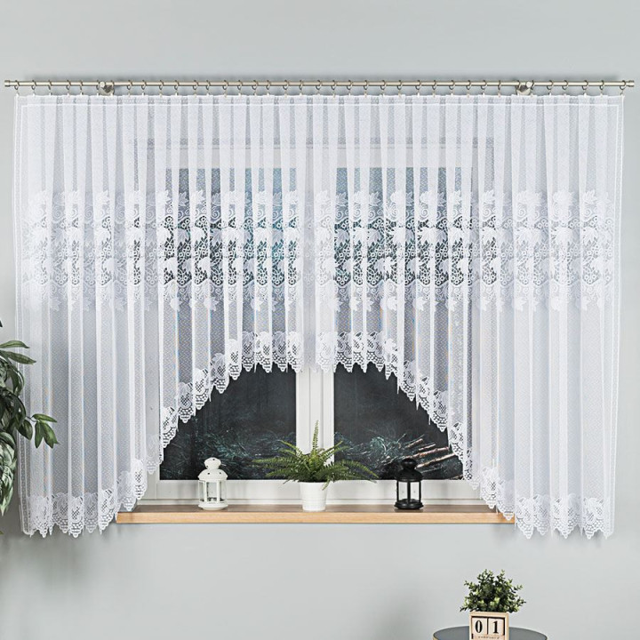 Firanka gotowa żakardowa z podcięciem ELŻBIETA 600x160 cm biały