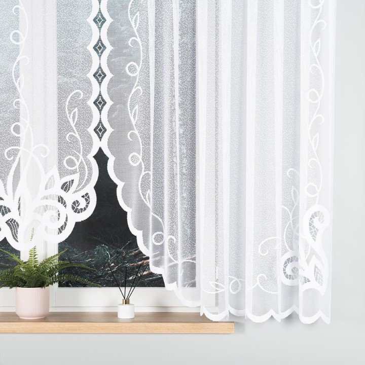 Firanka gotowa żakardowa z podcięciem EWELINA 400x160 cm biały