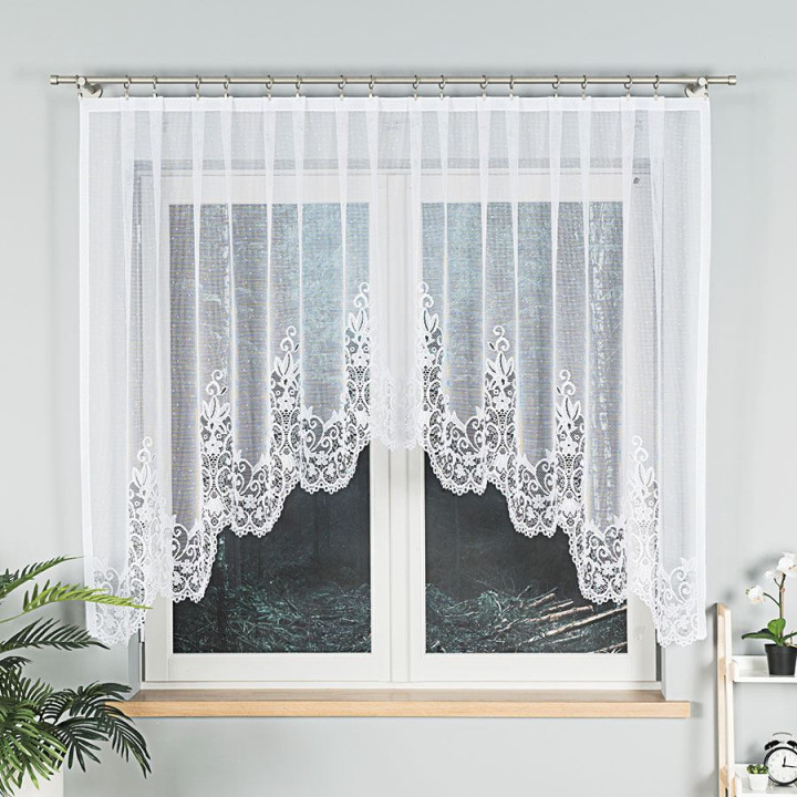 Firanka gotowa żakardowa z podcięciem BERENIKA 330x140 cm biały