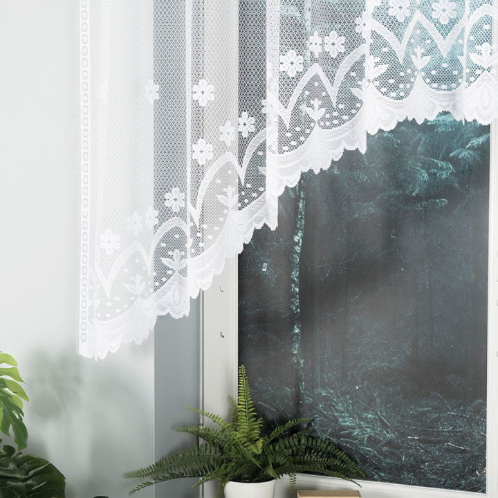 Firanka gotowa żakardowa z podcięciem FLORENTYNA 330x120 cm biały
