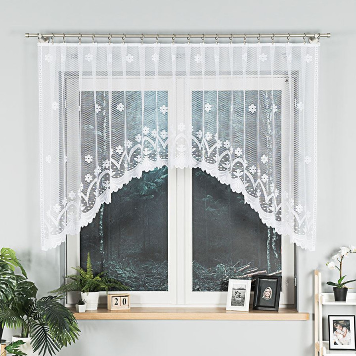 Firanka gotowa żakardowa z podcięciem FLORENTYNA 330x120 cm biały