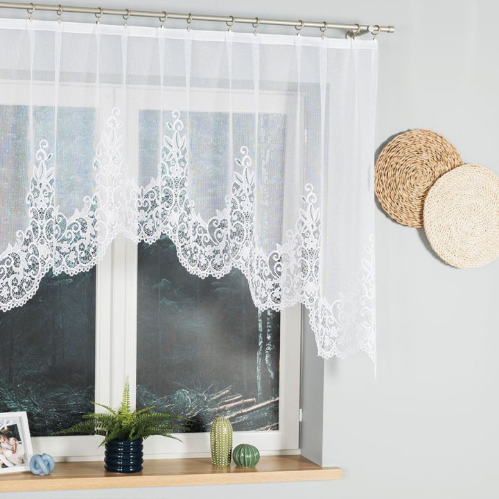 Firanka gotowa żakardowa z podcięciem BERENIKA 250x120 cm biały