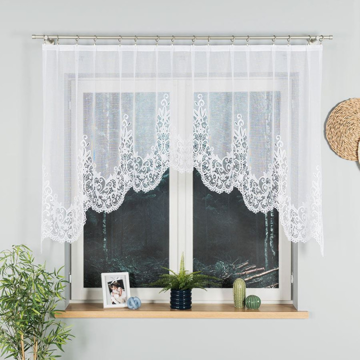 Firanka gotowa żakardowa z podcięciem BERENIKA 250x120 cm biały