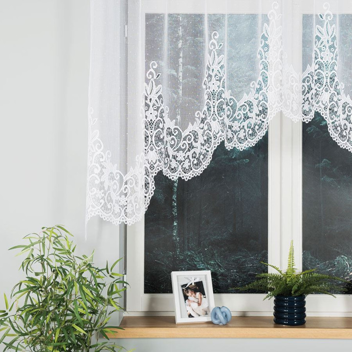 Firanka gotowa żakardowa z podcięciem BERENIKA 250x120 cm biały