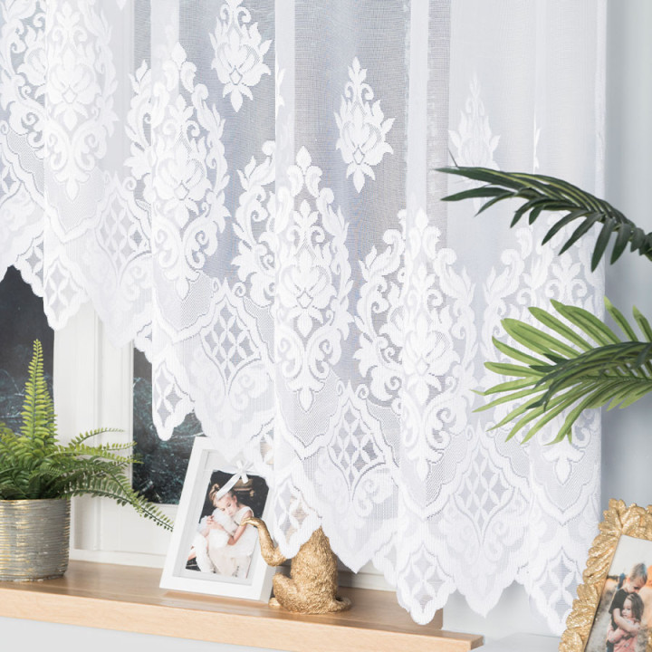 Firanka gotowa żakardowa z podcięciem LUDMIŁA 400x160 cm biały